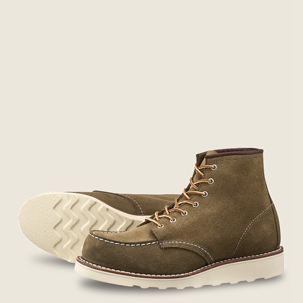 Red Wing Heritage Boots 6-Inch Classic Moc – Short Mohave Læder - Olivengrønne - Dame 5243-KCVJM